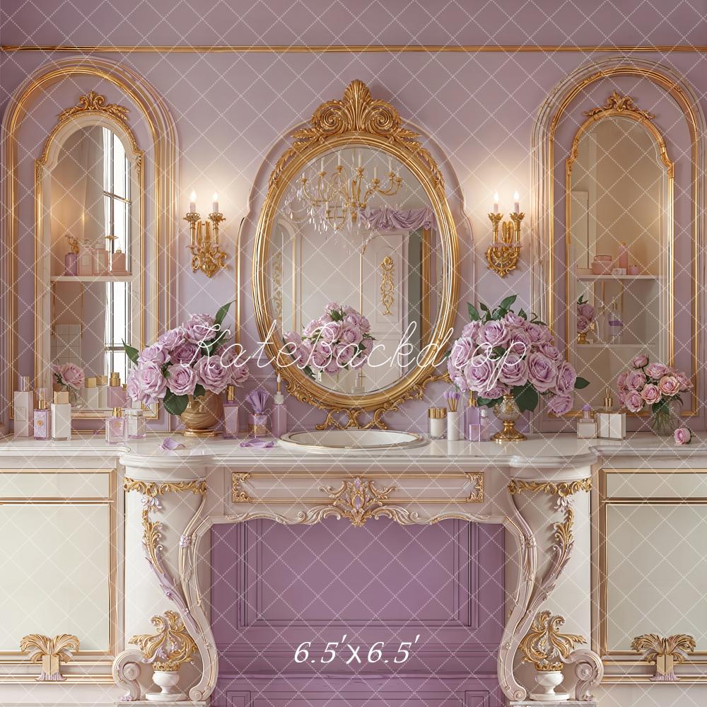 Kate Vintage Vanity Mirror Purple Backdrop Designed by Emetselch - Image 2
