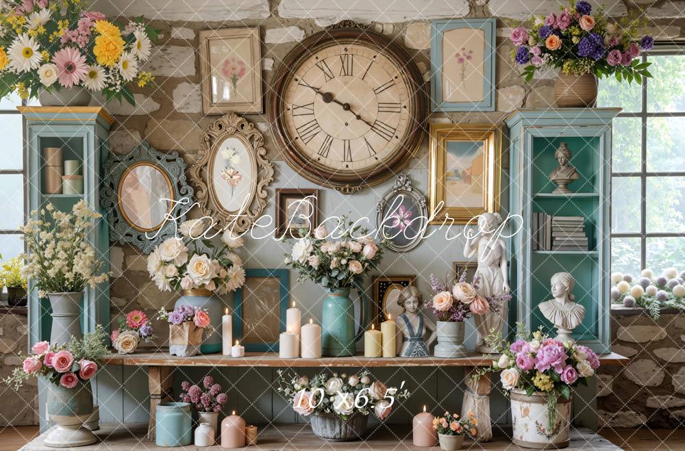 Kate Vintage Wall Flowers Candles Statues Backdrop Designed by Mini MakeBelieve - Image 4