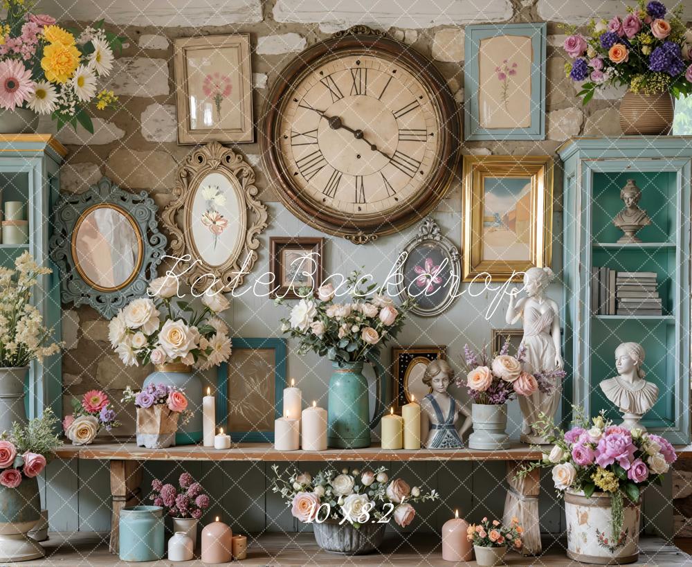 Kate Vintage Wall Flowers Candles Statues Backdrop Designed by Mini MakeBelieve - Image 6