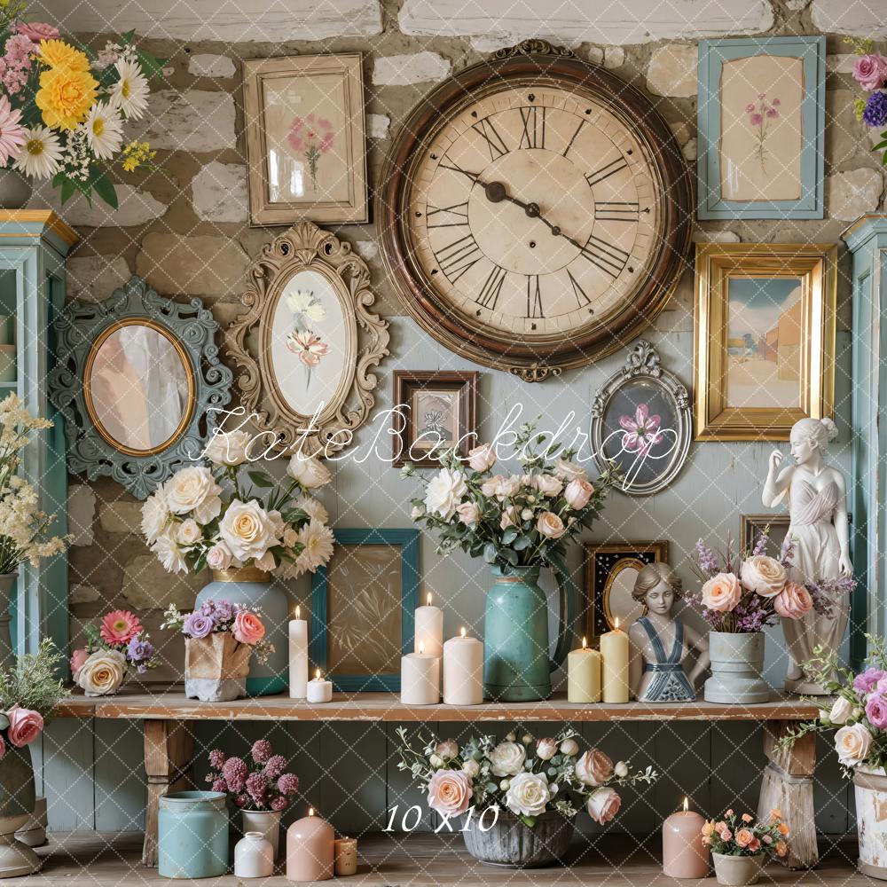 Kate Vintage Wall Flowers Candles Statues Backdrop Designed by Mini MakeBelieve - Image 7