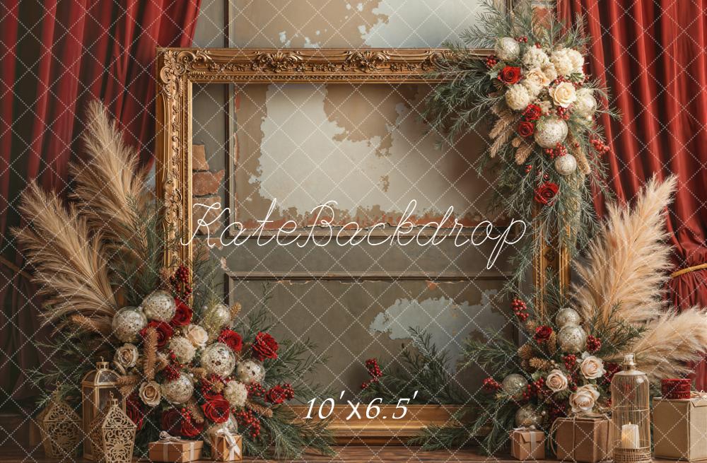Kate Vintage Wall Gold Frame Fleece Backdrop Designed by Emetselch - Image 2
