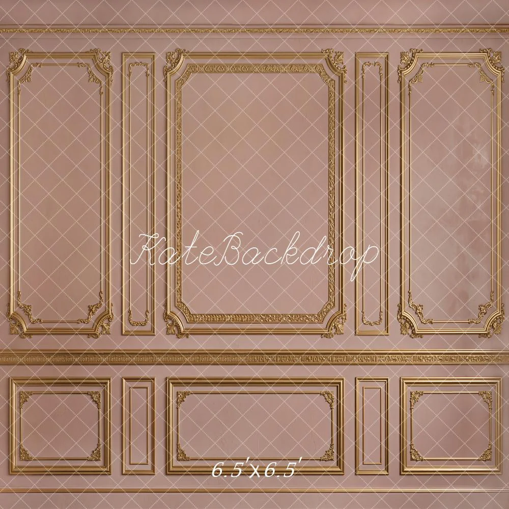 Kate Vintage Wall Gold Trim Pink Backdrop Designed by Emetselch - Image 2
