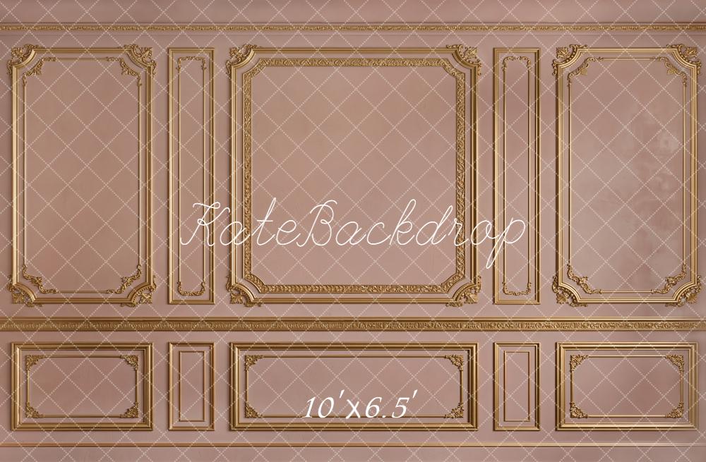 Kate Vintage Wall Gold Trim Pink Backdrop Designed by Emetselch - Image 4