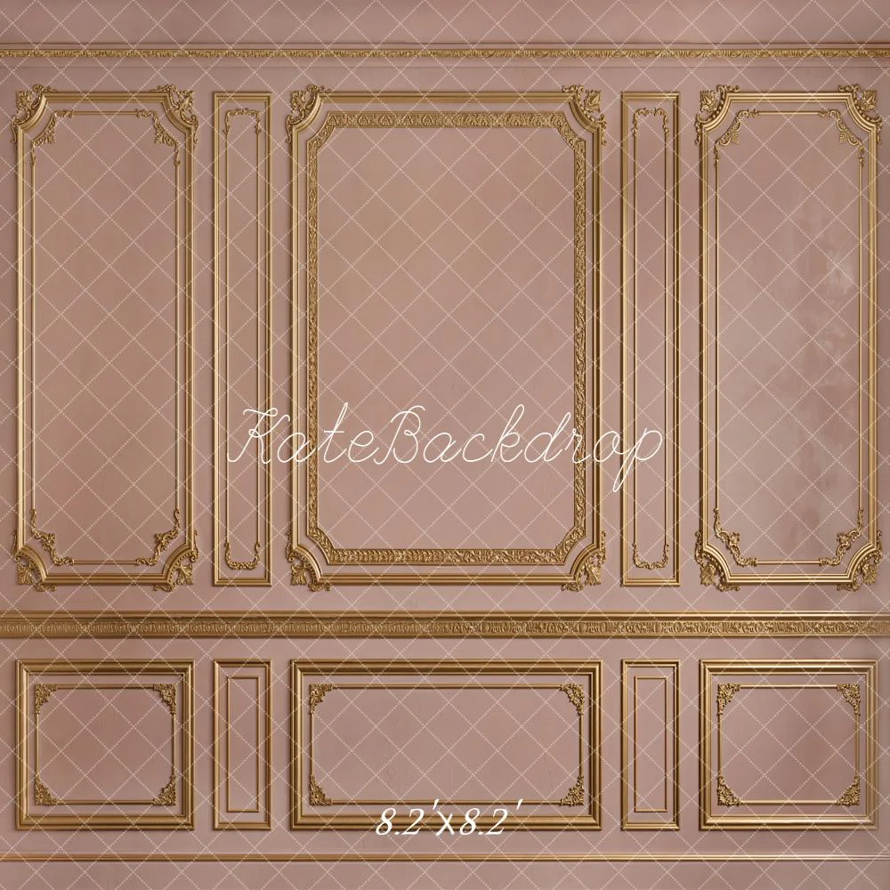 Kate Vintage Wall Gold Trim Pink Backdrop Designed by Emetselch - Image 5