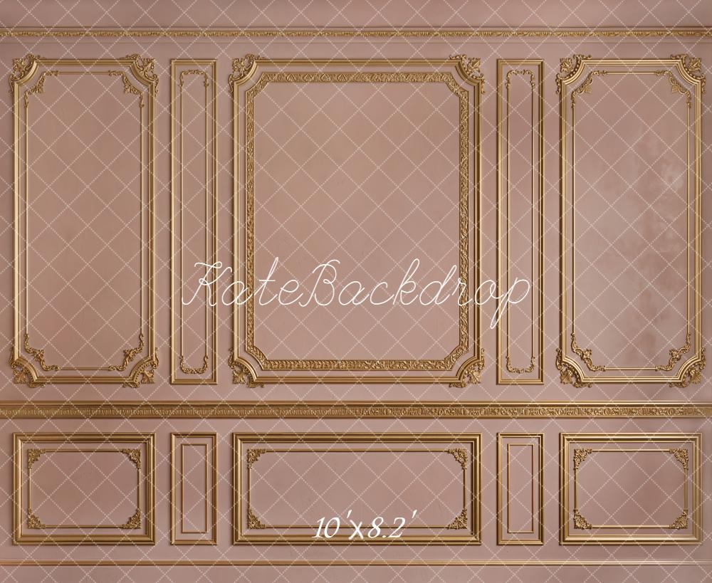 Kate Vintage Wall Gold Trim Pink Backdrop Designed by Emetselch - Image 6