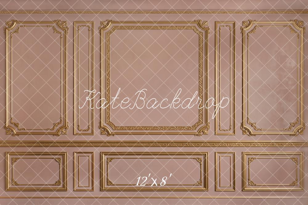 Kate Vintage Wall Gold Trim Pink Backdrop Designed by Emetselch - Image 8