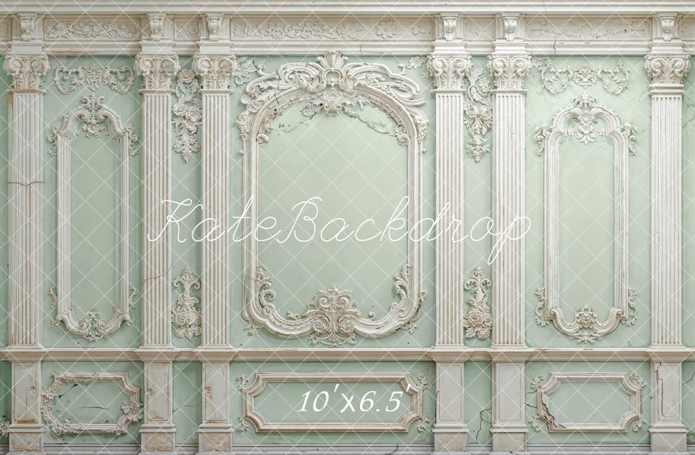 Kate Vintage Wall Ornate Columns Mint Green Backdrop Designed by Emetselch - Image 4