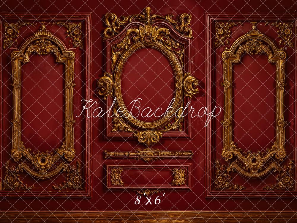 Kate Vintage Wall Ornate Gold Moulding Red Backdrop Designed by Emetselch - Image 3