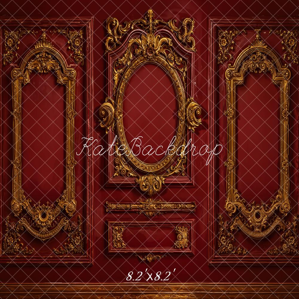 Kate Vintage Wall Ornate Gold Moulding Red Backdrop Designed by Emetselch - Image 5