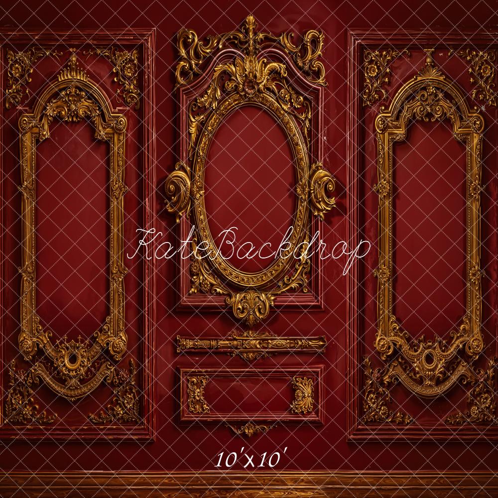 Kate Vintage Wall Ornate Gold Moulding Red Backdrop Designed by Emetselch - Image 7