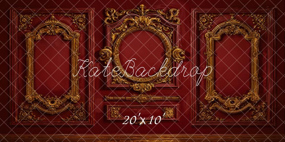 Kate Vintage Wall Ornate Gold Moulding Red Backdrop Designed by Emetselch - Image 8