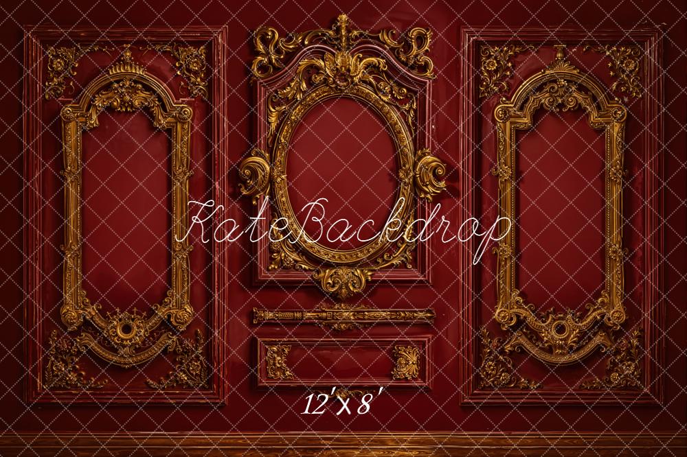 Kate Vintage Wall Ornate Gold Moulding Red Backdrop Designed by Emetselch - Image 9
