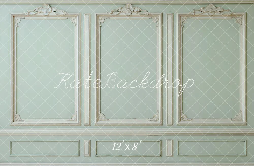 Kate Vintage Wall Ornate Moulding Green Fleece Backdrop Designed by Kate image - Image 4
