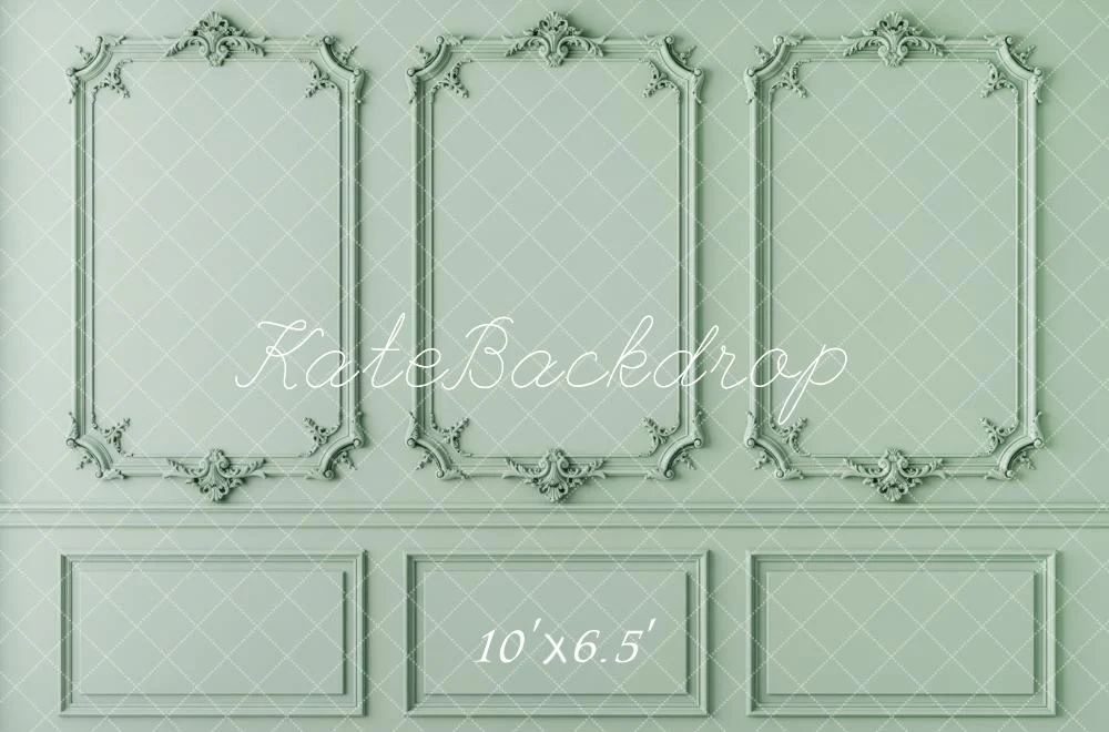 Kate Vintage Wall Ornate Panels Green Fleece Backdrop Designed by Patty Robert - Image 2