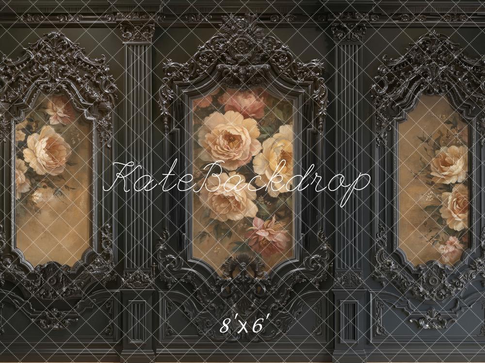Kate Vintage Wall Ornate Roses Dark Backdrop Designed by Emetselch - Image 3