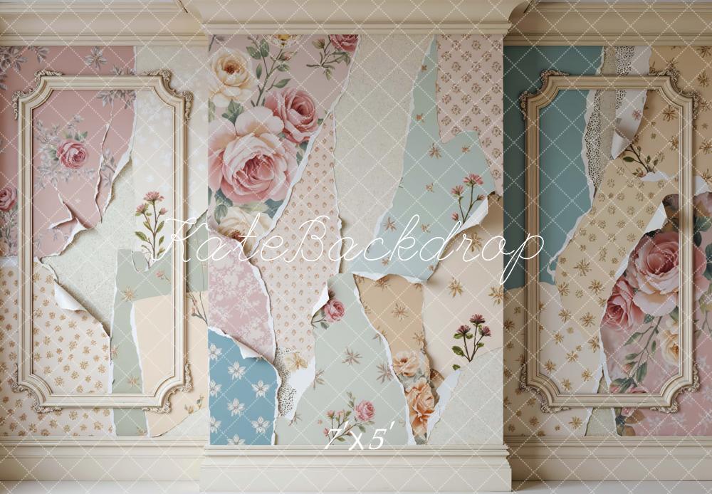 Kate Vintage Wall Peeling Floral Pastel Backdrop Designed by Mini MakeBelieve - Image 2
