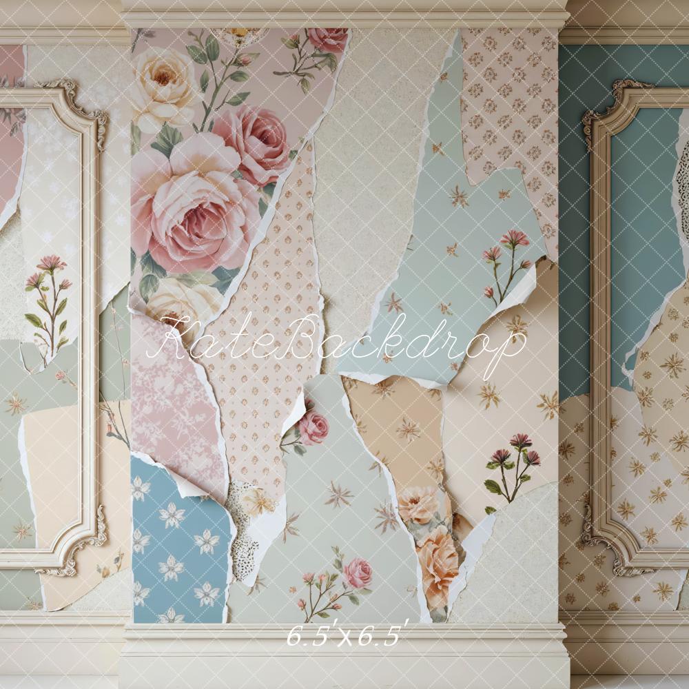 Kate Vintage Wall Peeling Floral Pastel Backdrop Designed by Mini MakeBelieve - Image 4