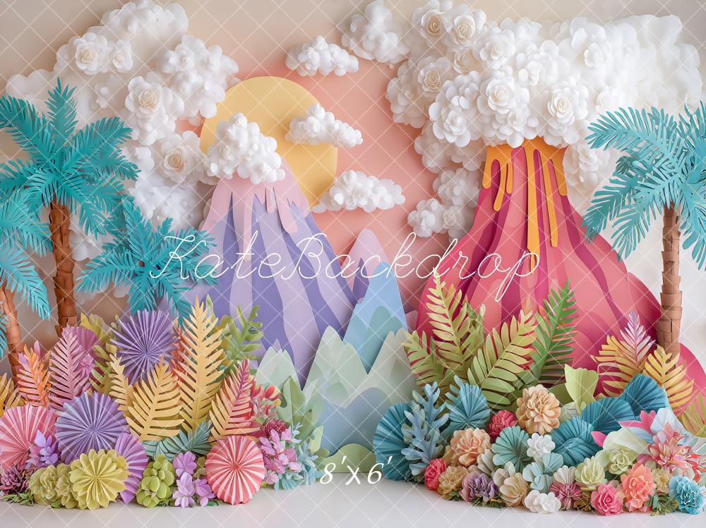 Kate Volcano Mountains Palm Trees Backdrop Designed by Angela Marie Photography - Image 3
