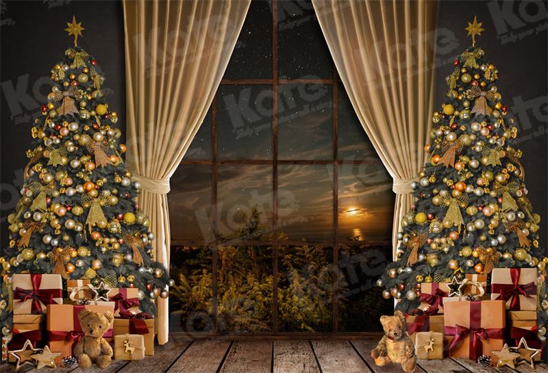 Kate Warm Christmas Trees Window Backdrop for Photography - Image 2