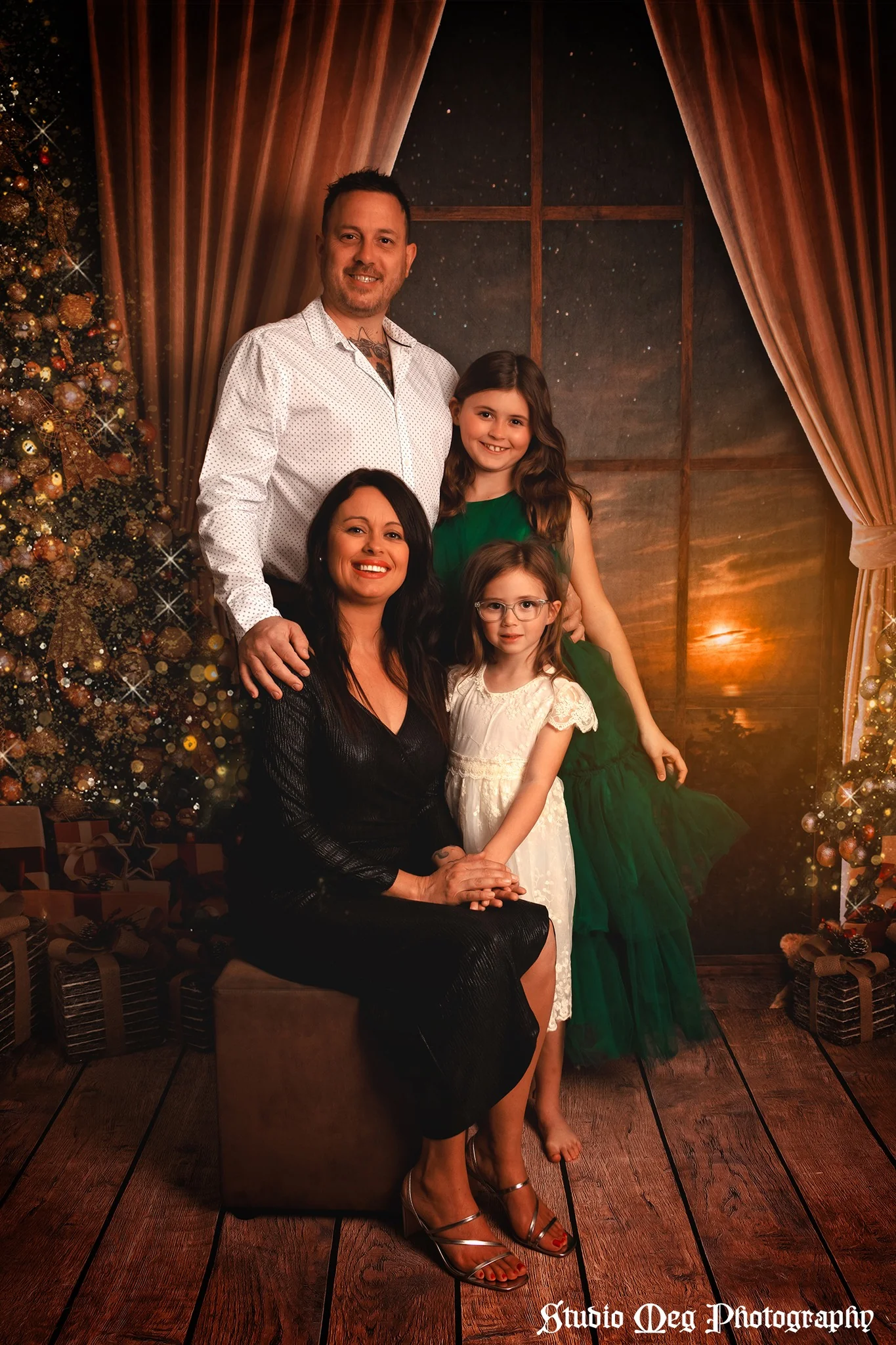 Kate Warm Christmas Trees Window Backdrop for Photography - Image 3