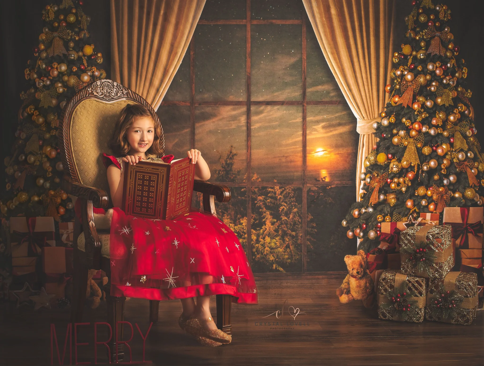 Kate Warm Christmas Trees Window Backdrop for Photography - Image 4