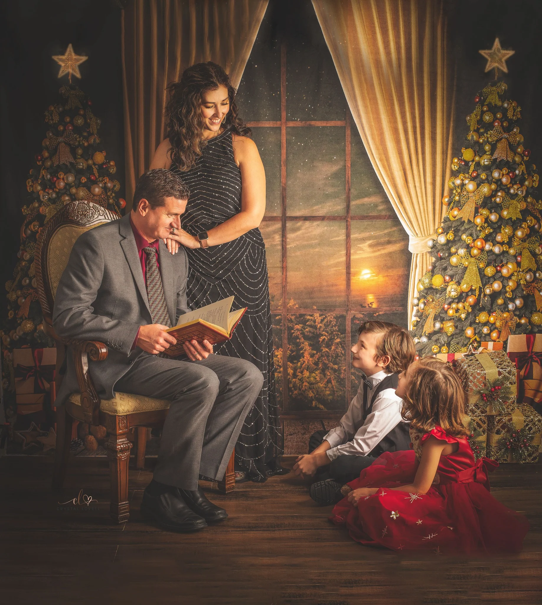 Kate Warm Christmas Trees Window Backdrop for Photography - Image 5