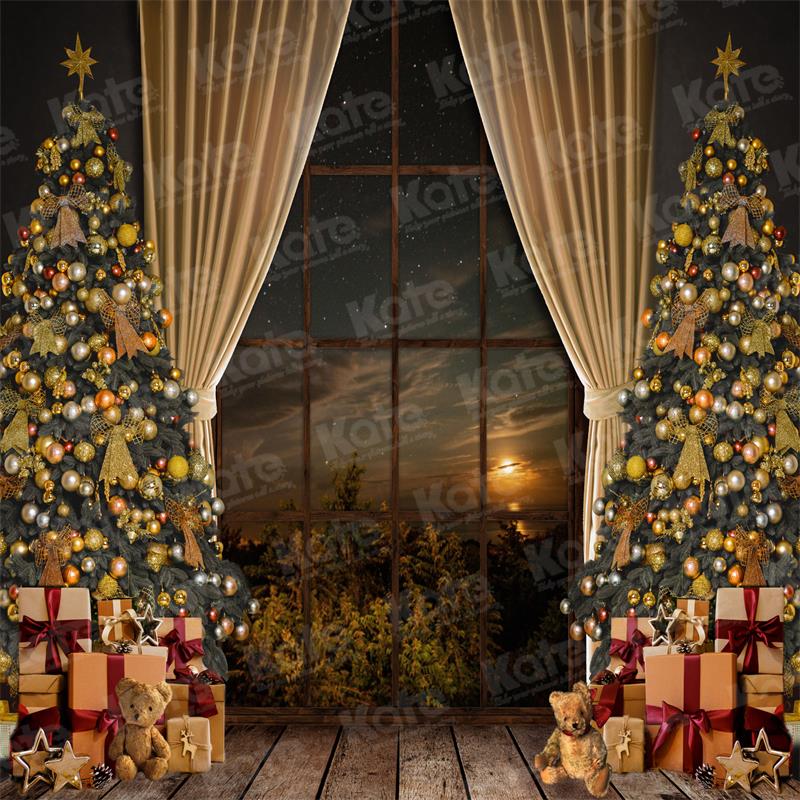 Kate Warm Christmas Trees Window Backdrop for Photography - Image 6