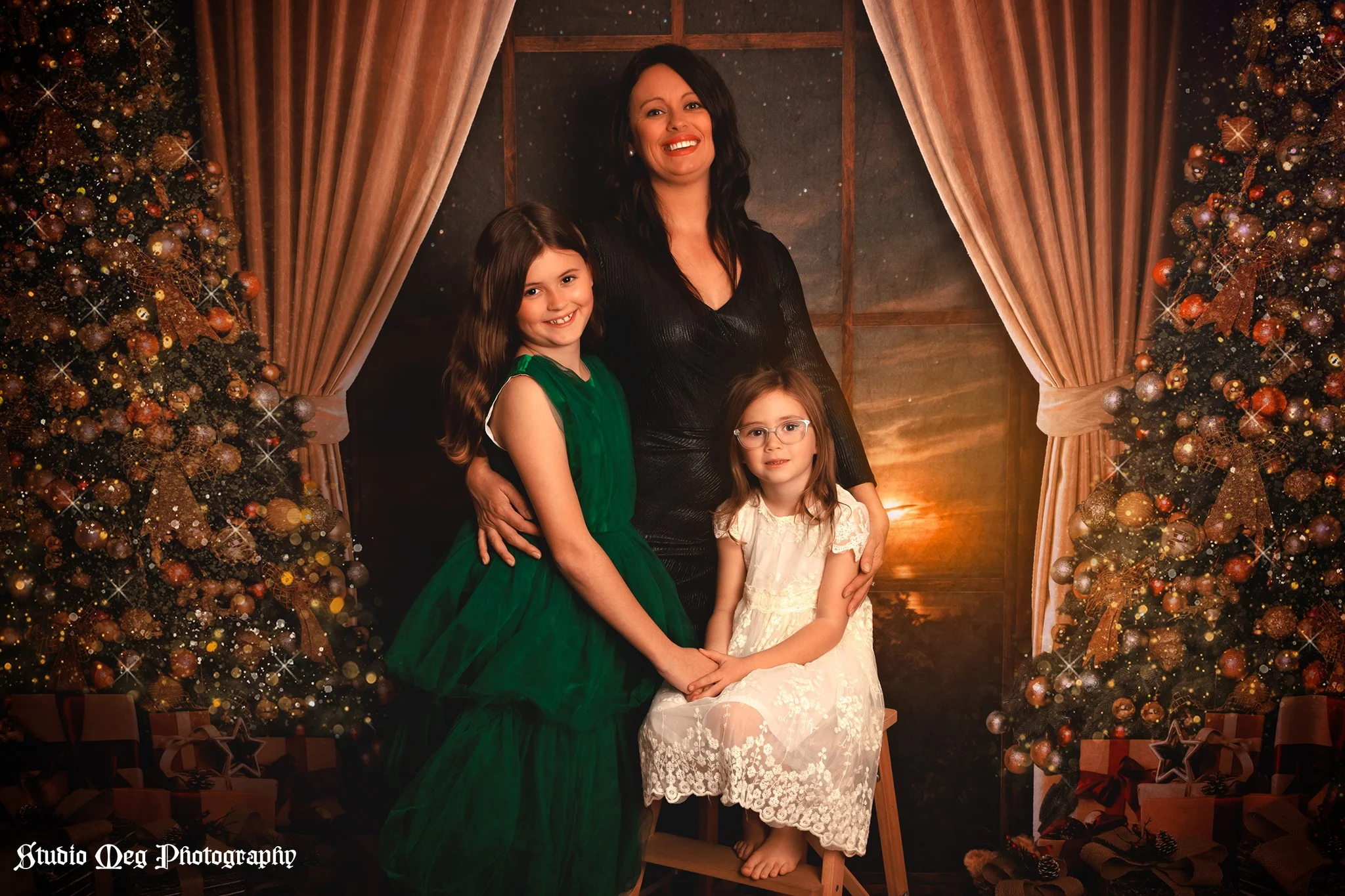 Kate Warm Christmas Trees Window Backdrop for Photography - Image 8