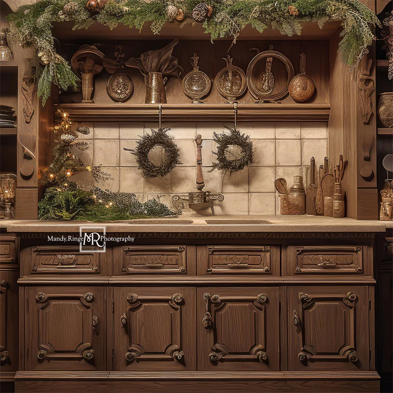 Kate Warm Christmas Kitchen Backdrop Designed by Mandy Ringe Photography - Image 2