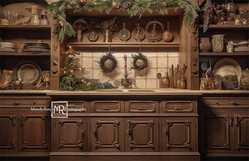 Kate Warm Christmas Kitchen Backdrop Designed by Mandy Ringe Photography - Image 3