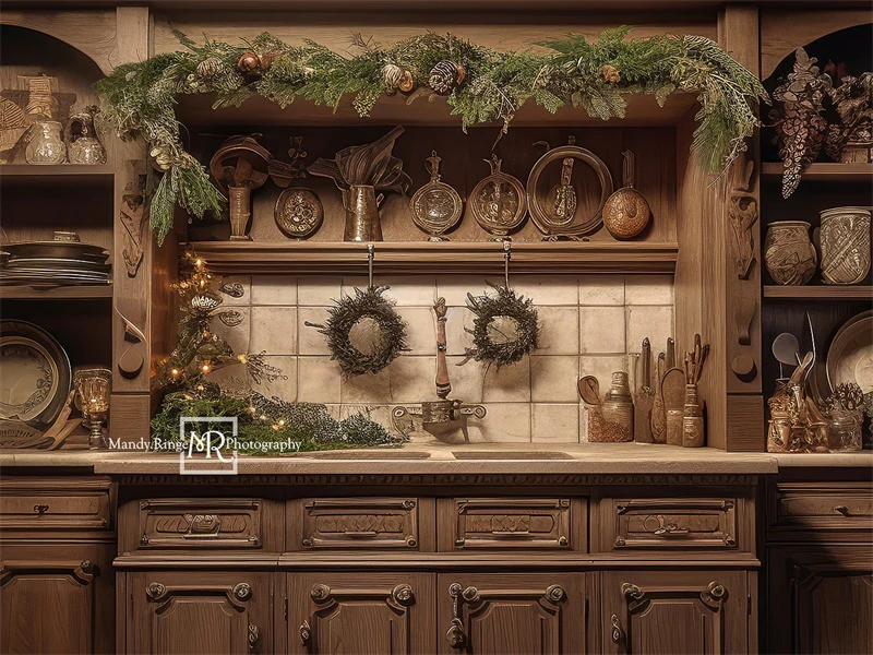 Kate Warm Christmas Kitchen Backdrop Designed by Mandy Ringe Photography - Image 4