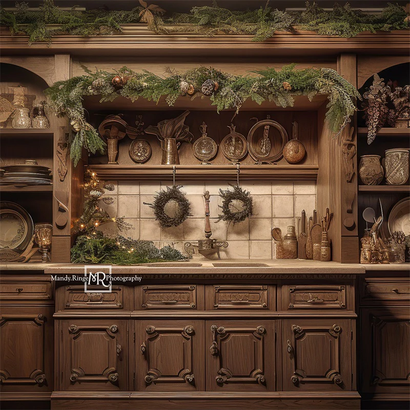 Kate Warm Christmas Kitchen Backdrop Designed by Mandy Ringe Photography - Image 5