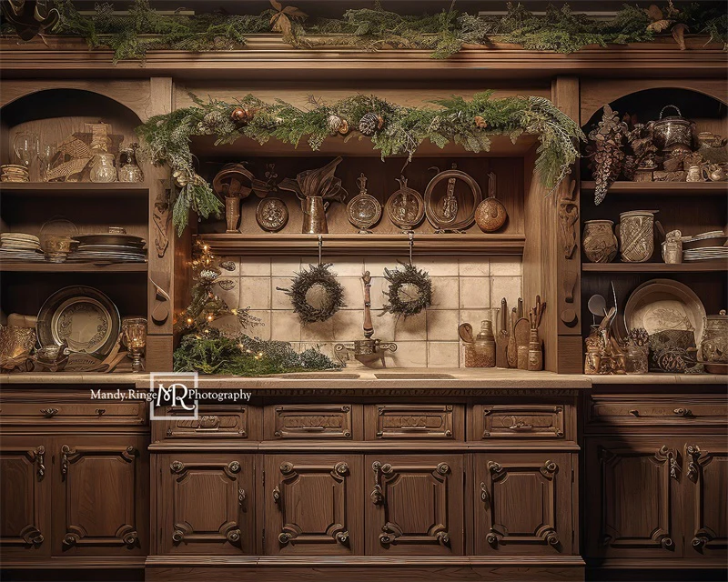 Kate Warm Christmas Kitchen Backdrop Designed by Mandy Ringe Photography - Image 6