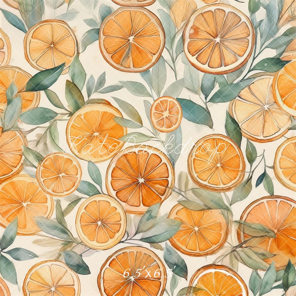 Kate Watercolor Oranges Backdrop Designed by Mandy Ringe Photography - Image 2