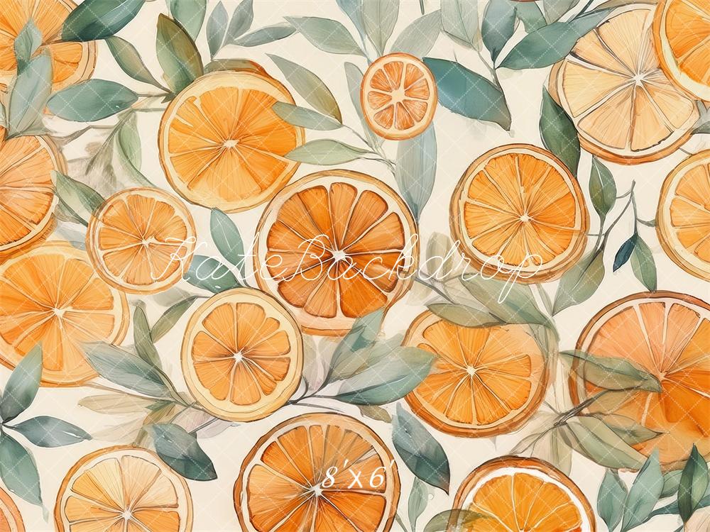 Kate Watercolor Oranges Backdrop Designed by Mandy Ringe Photography - Image 3
