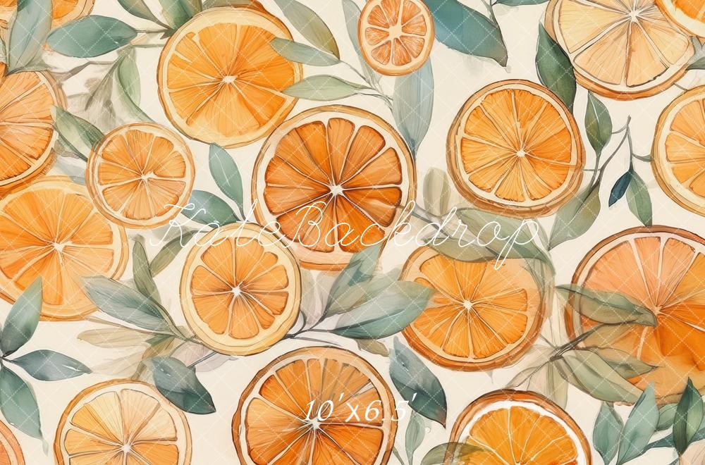 Kate Watercolor Oranges Backdrop Designed by Mandy Ringe Photography - Image 4