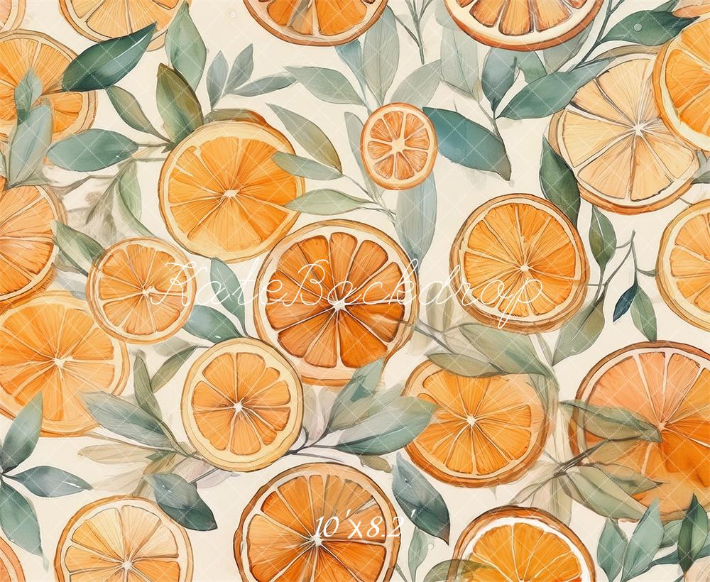 Kate Watercolor Oranges Backdrop Designed by Mandy Ringe Photography - Image 5