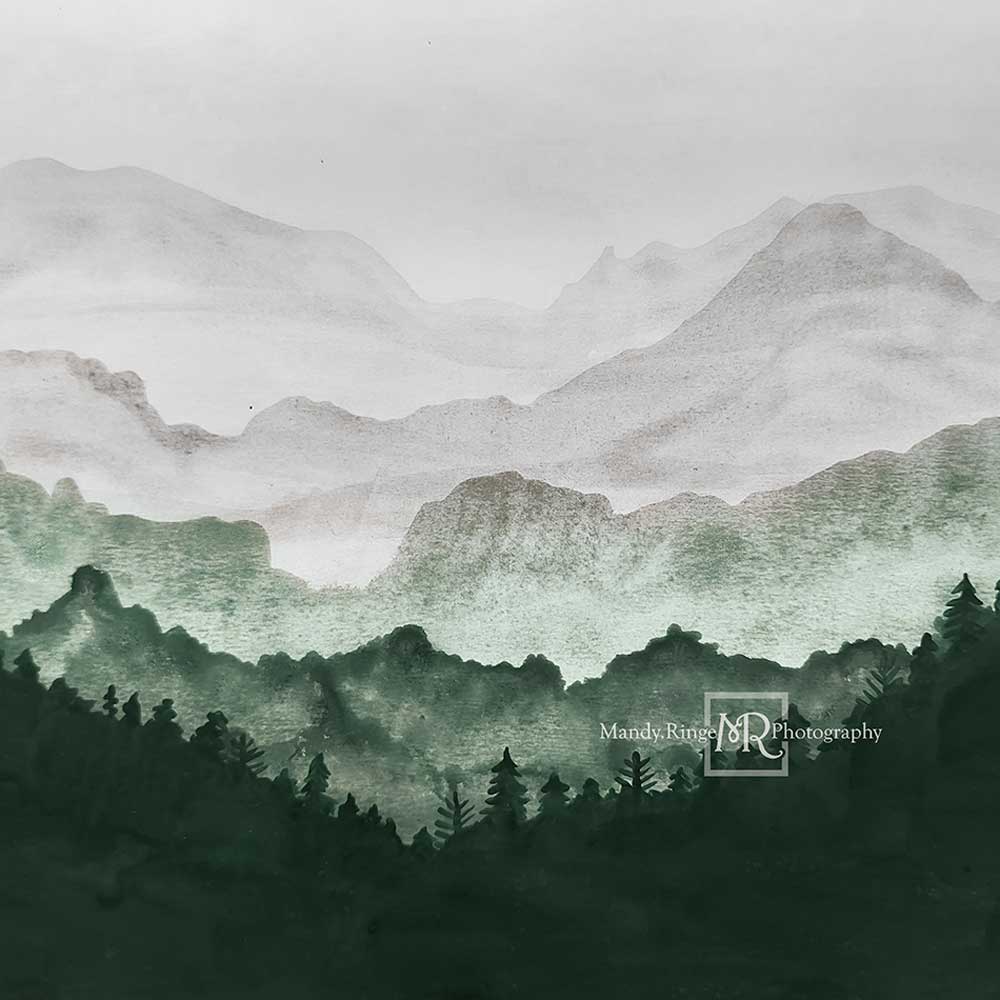 Kate Watercolor Scenery Backdrop Mountain View Designed by Mandy Ringe Photography - Image 2