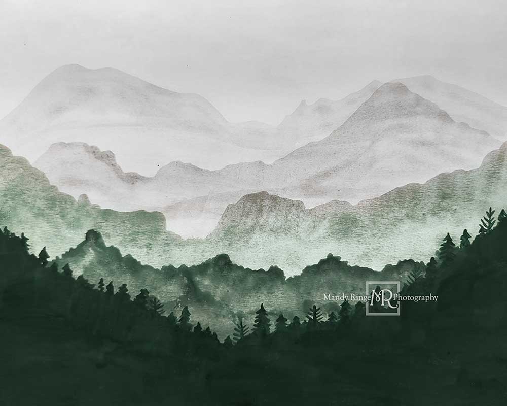 Kate Watercolor Scenery Backdrop Mountain View Designed by Mandy Ringe Photography - Image 3