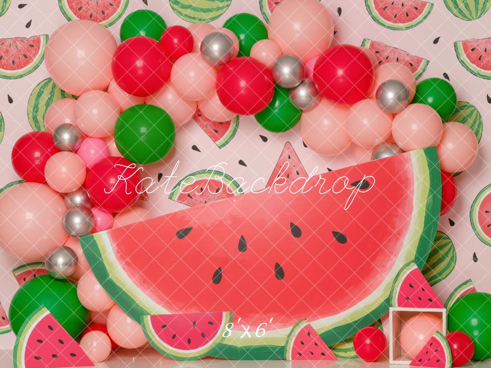 Kate Watermelon Balloons Pattern Fleece Backdrop Designed by Emetselch