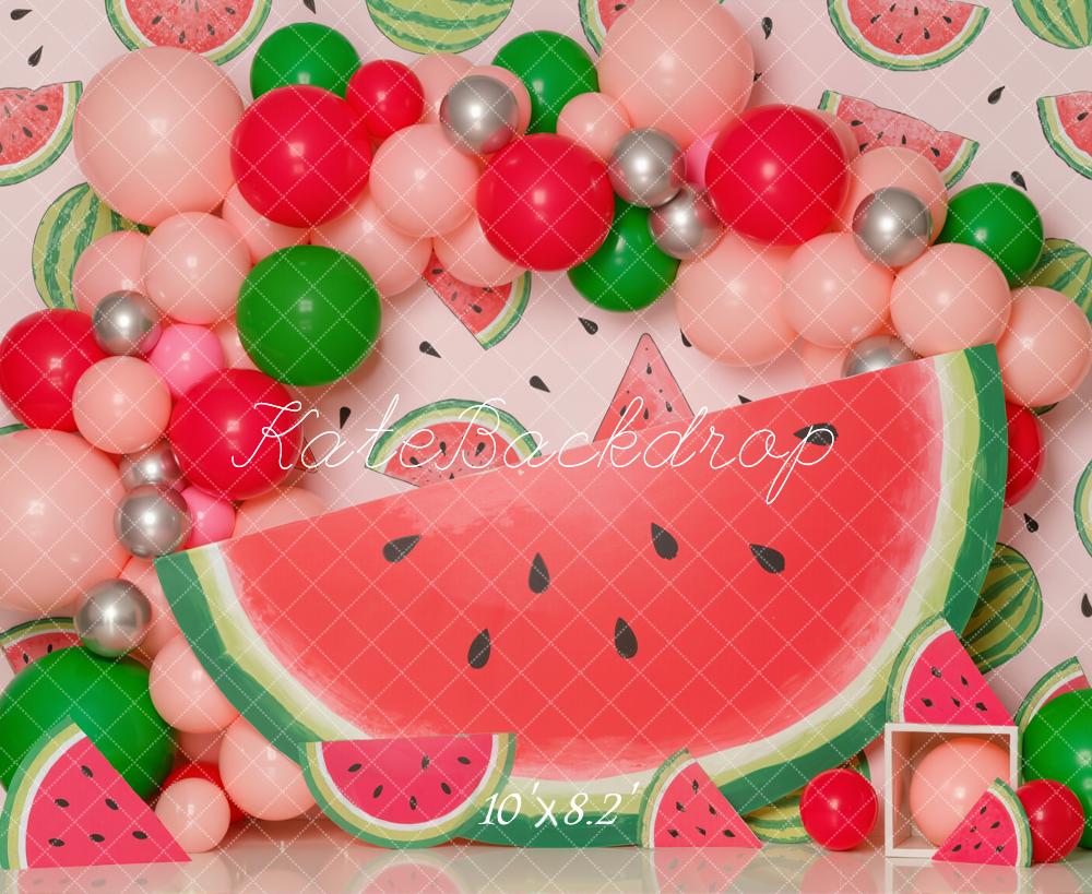 Kate Watermelon Balloons Pattern Fleece Backdrop Designed by Emetselch - Image 3