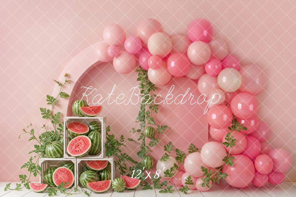 Kate Watermelon Crates Pink Balloons Arch Backdrop Designed by Emetselch - Image 11