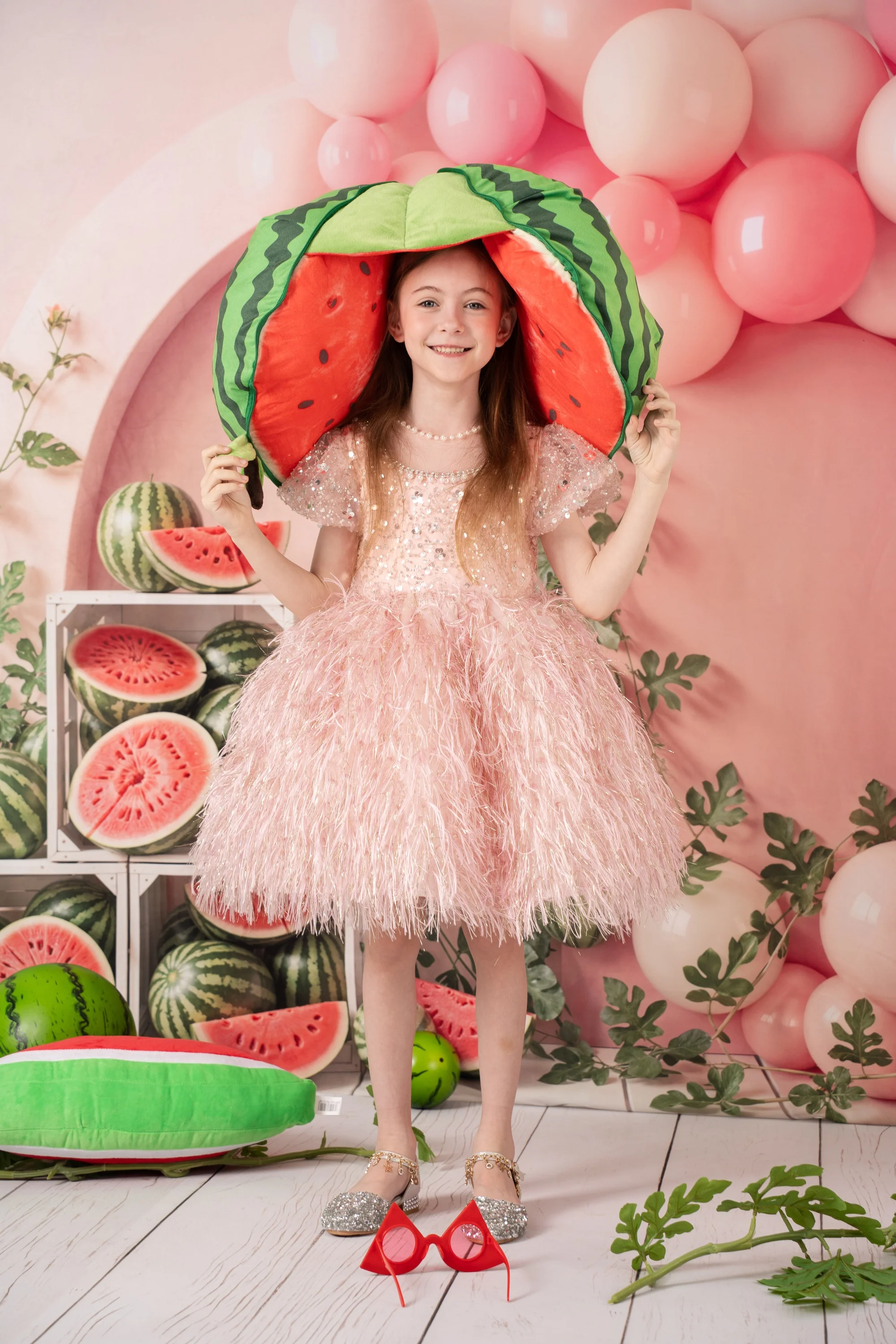 Kate Watermelon Crates Pink Balloons Arch Backdrop Designed by Emetselch - Image 3