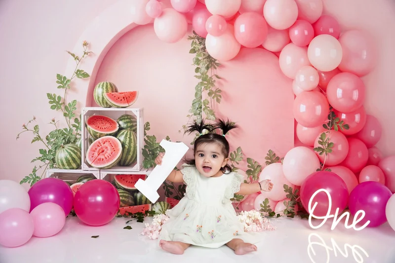 Kate Watermelon Crates Pink Balloons Arch Backdrop Designed by Emetselch - Image 4