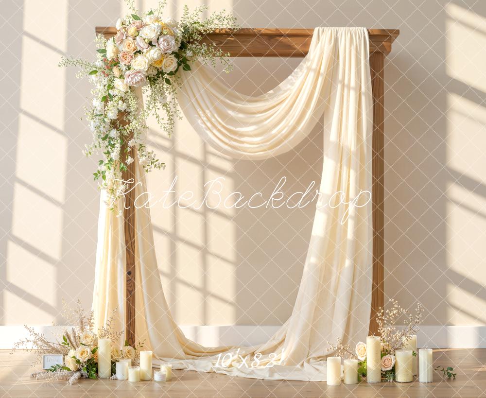 Kate Wedding Arch Candles Cream Fleece Backdrop Designed by Emetselch - Image 3