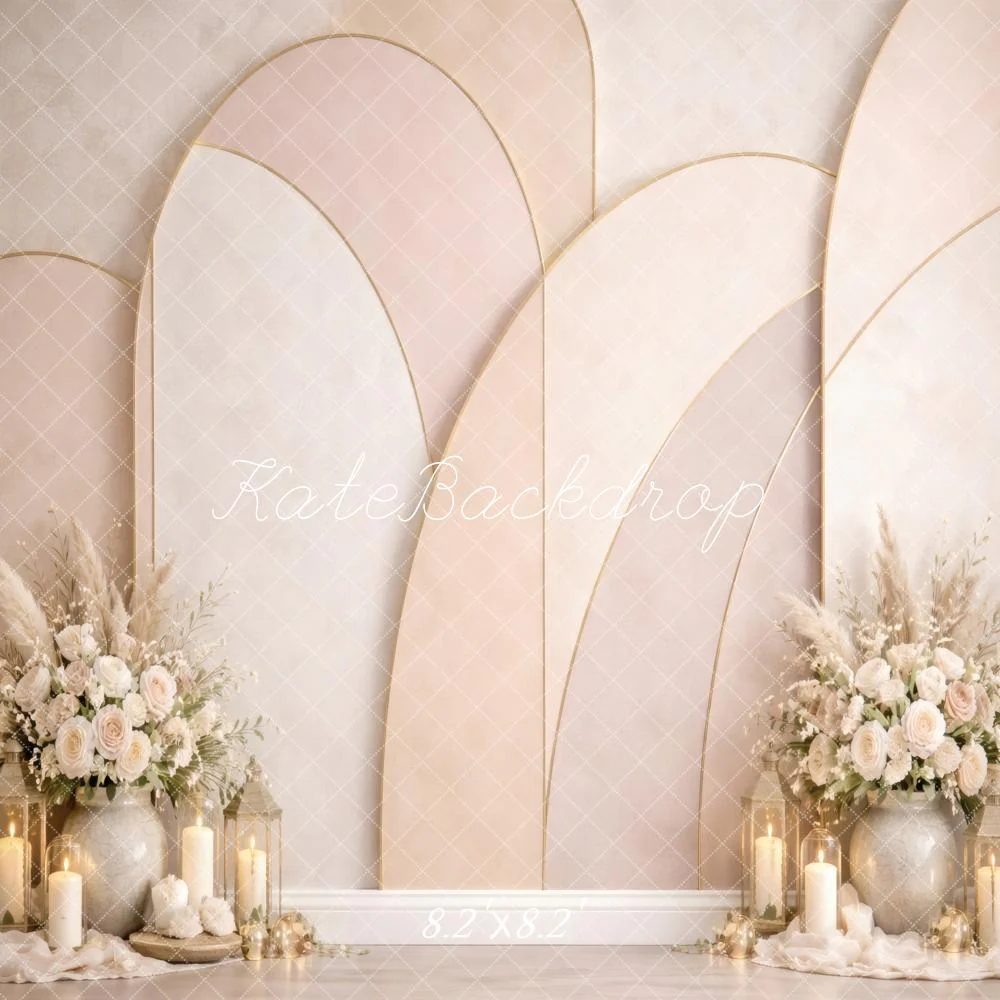 Kate Wedding Arch Candles Neutral Backdrop Designed by Vertigo Productions - Image 5