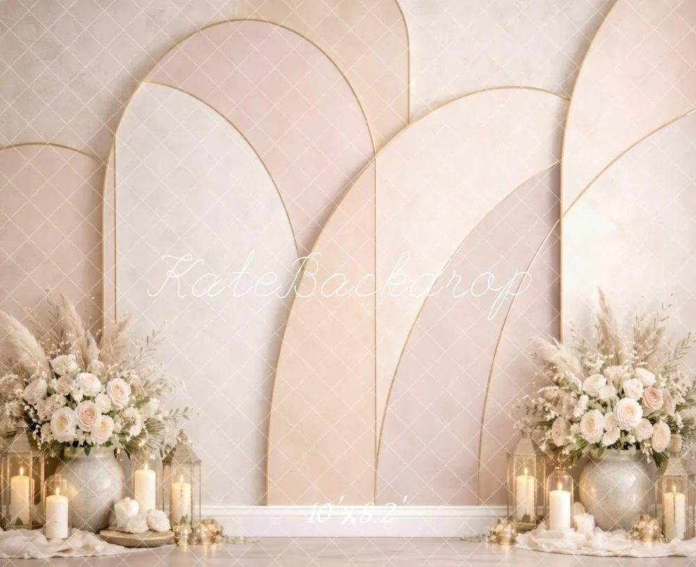 Kate Wedding Arch Candles Neutral Backdrop Designed by Vertigo Productions - Image 6