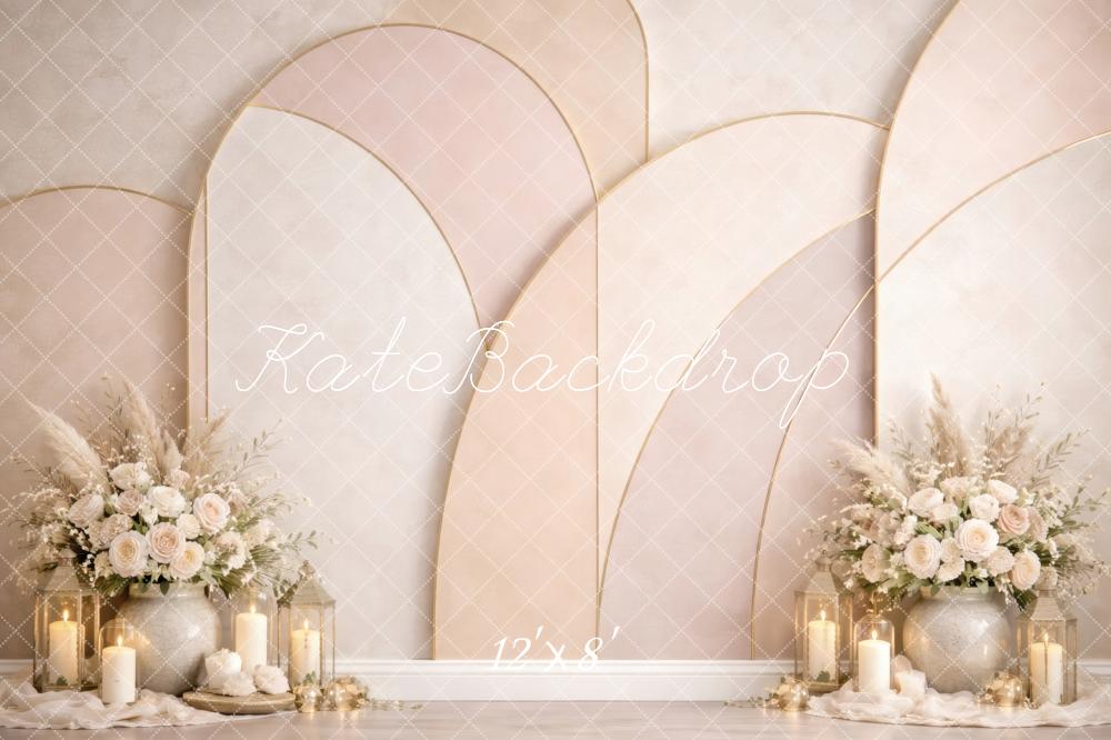 Kate Wedding Arch Candles Neutral Backdrop Designed by Vertigo Productions - Image 8