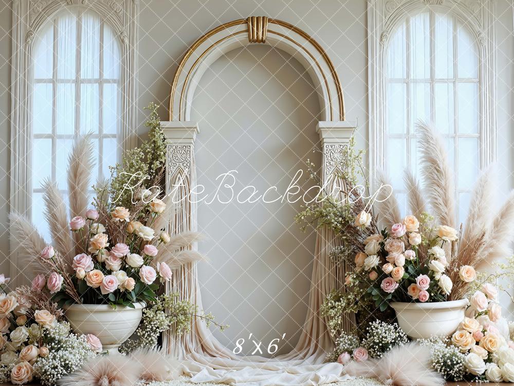 Kate Wedding Arch Floral Pampas Cream Backdrop Designed by Mini MakeBelieve - Image 3