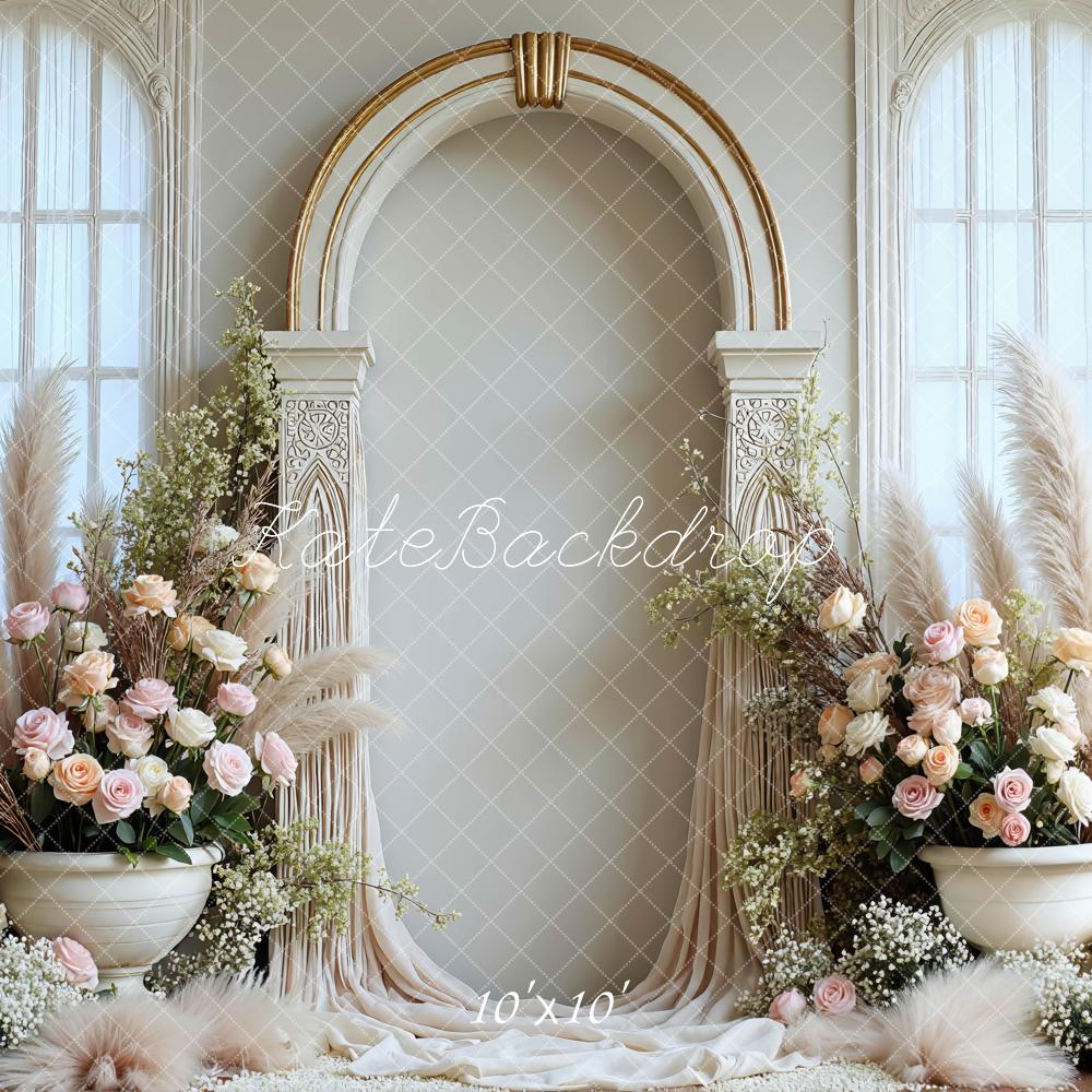 Kate Wedding Arch Floral Pampas Cream Backdrop Designed by Mini MakeBelieve - Image 7